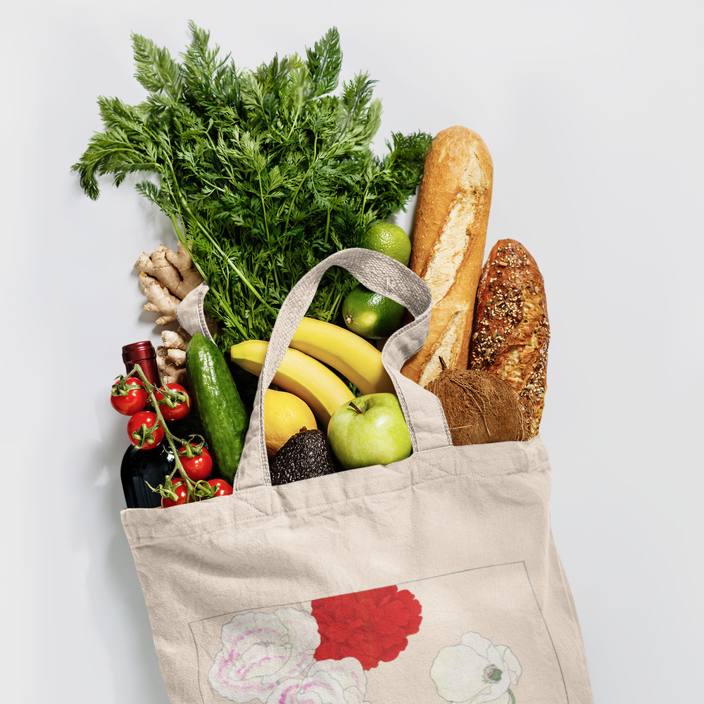 Japanese Vintage Poppy Flower Tote Bag - Picture 5 of 5